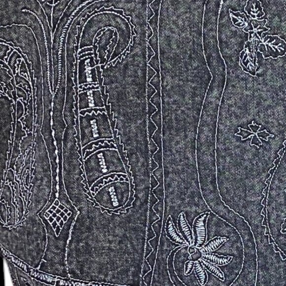 Vintage Chico’s Washed Denim Embroidered Jacket Western Whimsigoth Grunge-M - Picture 2 of 15